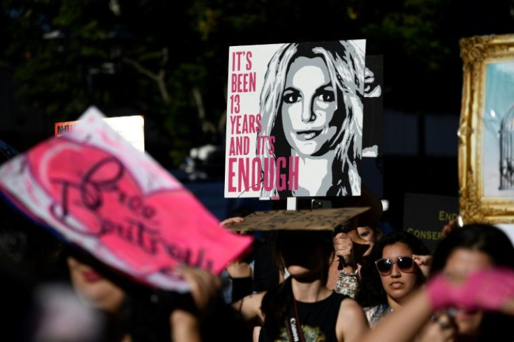 Supporters of the #FreeBritney movement rally in support of musician Britney Spears, whose controversial conservatorship a judged has terminated after nearly 14 years