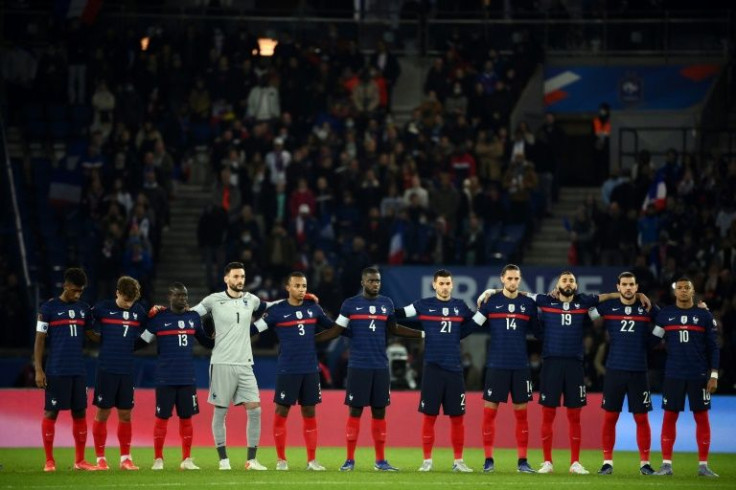 Players at the France-Kazakhstan match held a minute of silence