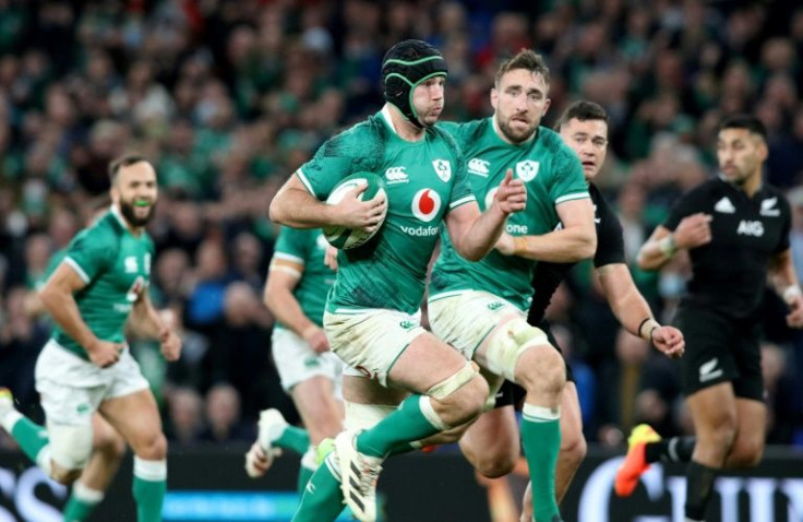 Caelan Doris ran in Ireland's third try as they toppled the All Blacks in Dublin