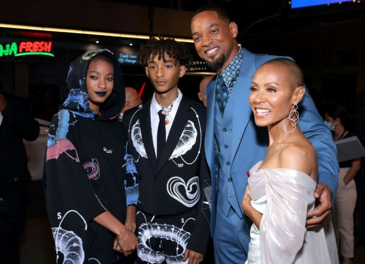 Willow Smith, Jaden Smith, Will Smith, and Jada Pinkett Smith attend the 2021 AFI Fest Closing Night Premiere of Warner Bros. "King Richard"