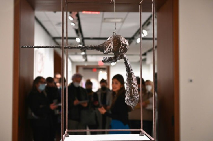 "Le Nez" by Alberto Giacometti on display at Sotheby's auction house, November 15 2021 in New York
