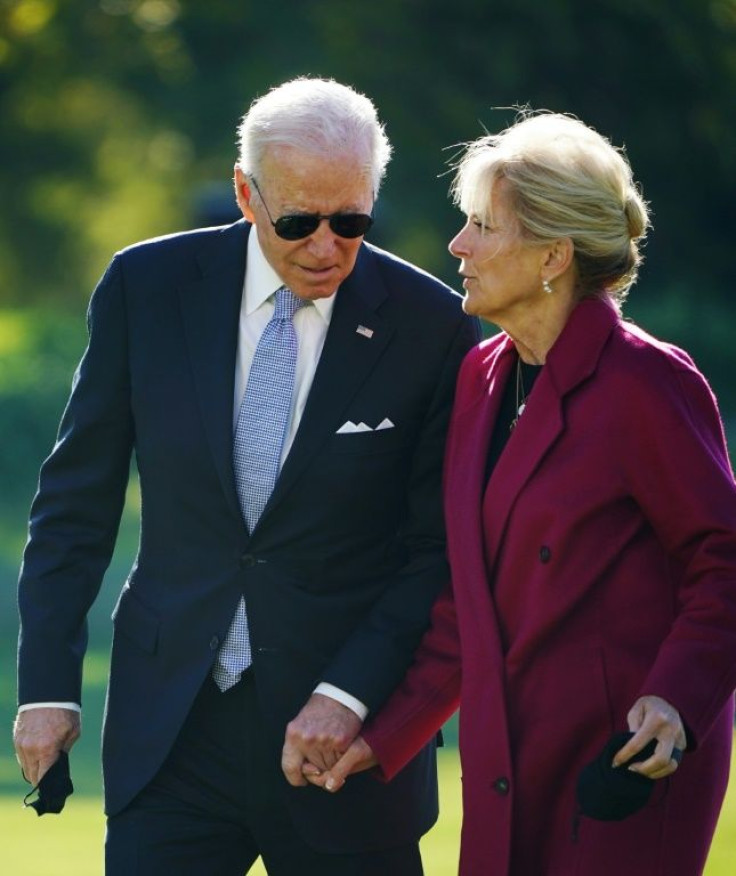 Joe and Jill Biden are photographed at the White House on November 8 2021