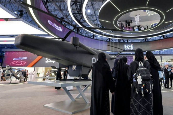 Abu Dhabi-based defence consortium EDGE exhibits its QX-6 cargo delivery unmanned helicopter system at the Dubai Airshow