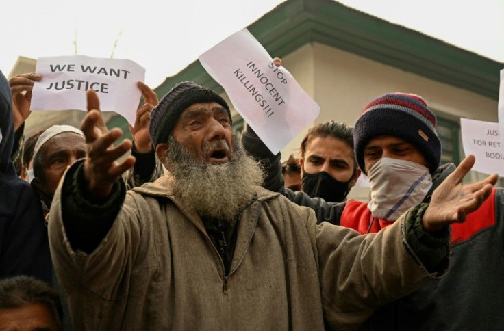 Dozens attended the sit-in protest outside Press Enclave, where most of the region's media offices are located