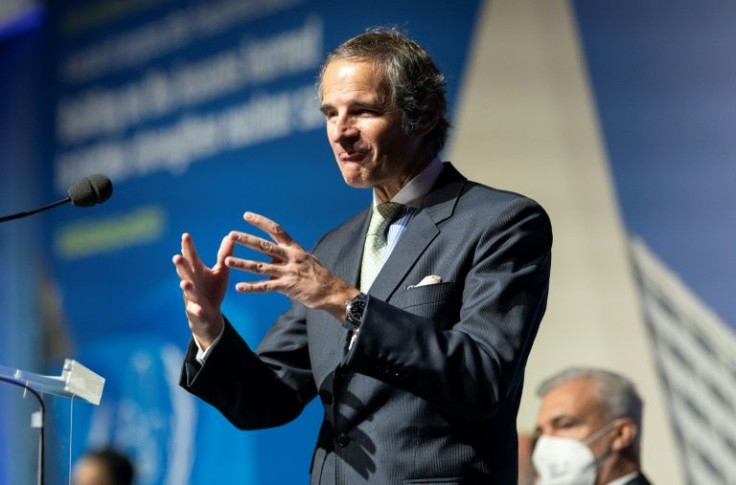 Rafael Grossi, head of the International Atomic Energy Agency (IAEA), makes the opening speech to the International Conference on a Decade of Progress after Fukushima-Daiichi at the agency's headquarters in Vienna, Austria on November 8, 2021