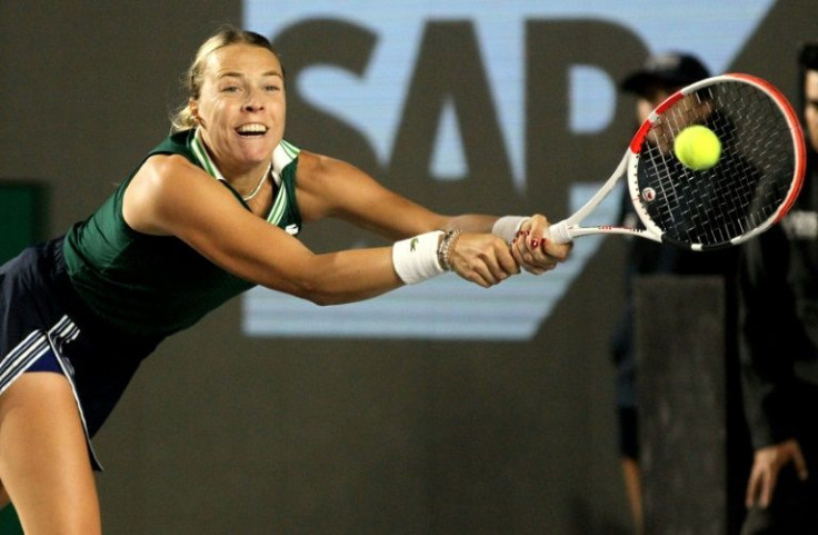 Estonia's Anett Kontaveit on the way to a runner-up finish against Garbine Muguruza at the WTA Finals in Guadalajara, Mexico