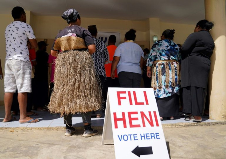Voters from Tonga's outer islands queue up to vote in the capital Nuku'alofa
