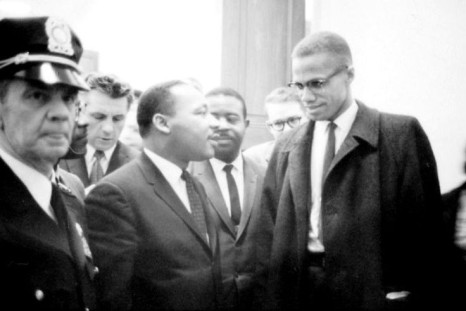 This Library of Congress handout photo shows Martin Luther King, Jr.(L) and fellow civil rights leader Malcolm X in 1964