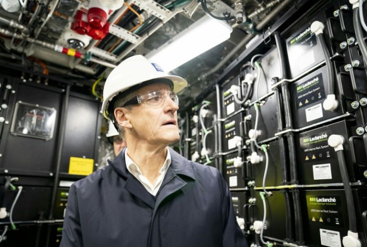 Norway's Prime Minister Jonas Gahr Store takes a tour of the Birkeland's power array -- equivalent to 100 Teslas