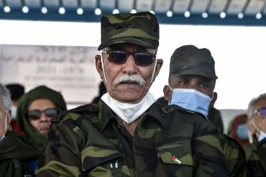 Brahim Ghali, head of the Polisario Front, pictured on February 27, 2021 at a refugee camp on the outskirts of the Algerian city of Tindouf