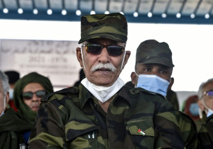Brahim Ghali, head of the Polisario Front, pictured on February 27, 2021 at a refugee camp on the outskirts of the Algerian city of Tindouf