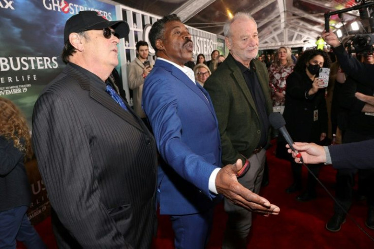 Original 'Ghostbusters' stars (L to R) Dan Aykroyd, Ernie Hudson and Bill Murray attend the world premiere in New York of 'Ghostbusters: Afterlife' on November 15, 2021