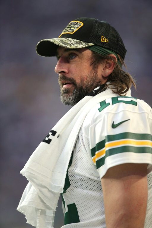Green Bay quarterback Aaron Rodgers looks on during the fourth quarter of the Packers NFL loss to the Minnesota Vikings