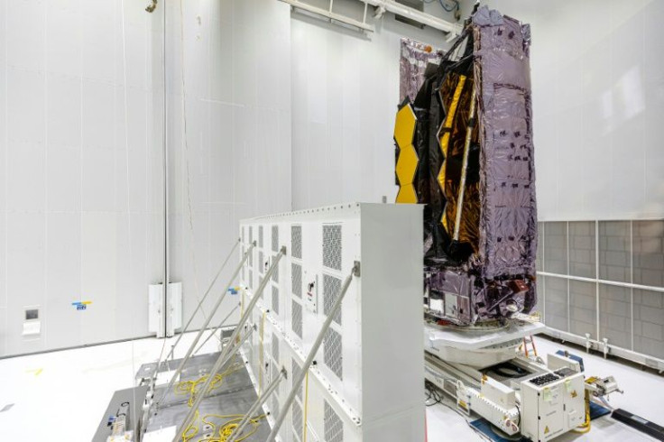 The James Webb Space Telescope stands in the S5 Payload Preparation Facility (EPCU-S5) at The Guiana Space Centre, Kourou, French Guiana