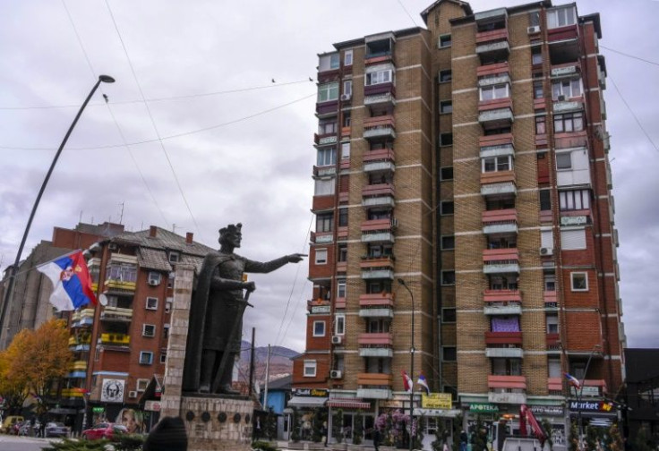 Statue of the medieval Serbian king Lazar in the main square ofn the Serb-majority section of Mitrovica