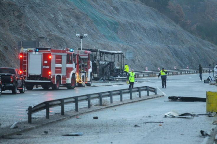 Officials believe a fire broke out on board and the bus crashed into guardrails