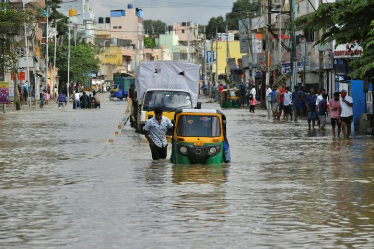Many roads have been left submerged by the flooding in Bangalore