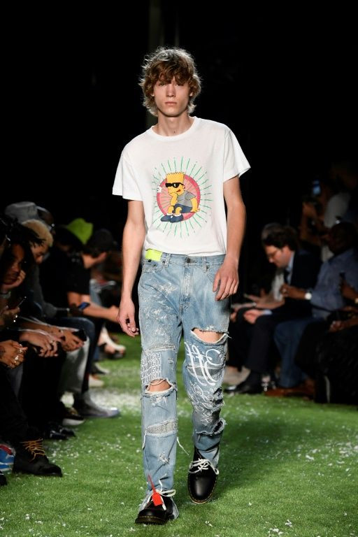 Abloh was renowned for bringing streetwear to the glitz of the catwalk, like this outfit which was part of his Off-White men's spring/summer 2019 collection fashion show in Paris