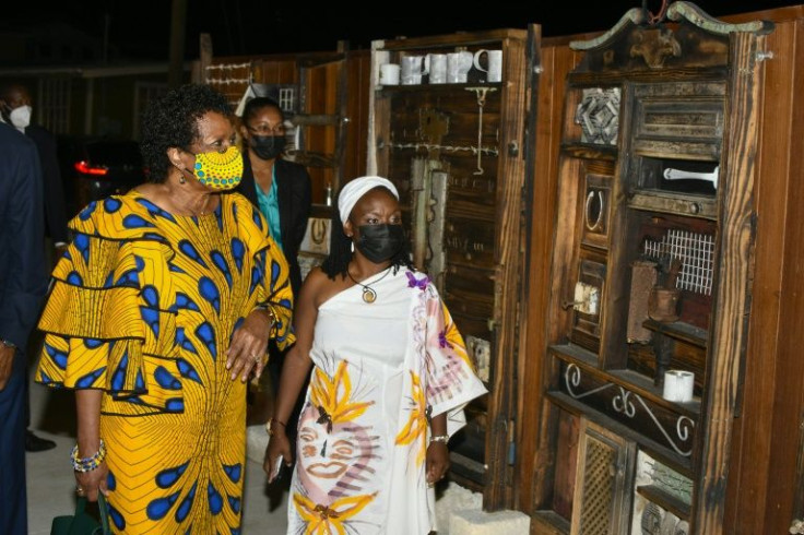 President-elect Dame Sandra Mason (L) on the eve of her inauguration as Barbados becomes a republic