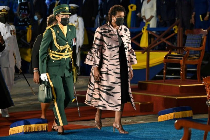 Dame Sandra Mason attends the presidential inauguration ceremony at on November 29, 2021 in Bridgetown, Barbados