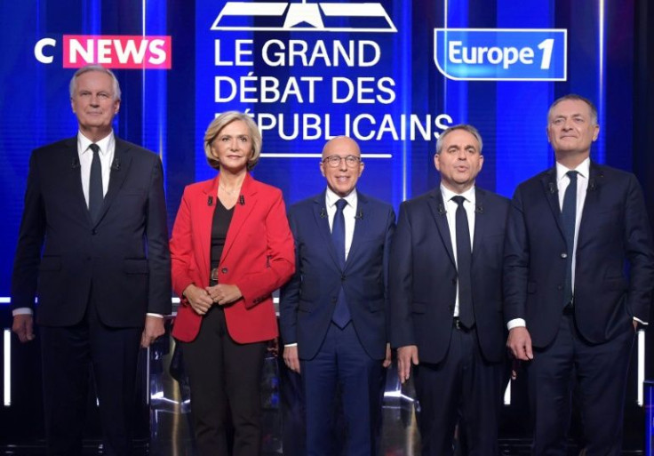 The presidential hopefuls among France's Republicans party, from left: Michel Barnier, Valerie Pecresse, Eric Ciotti, Xavier Bertrand and Philippe Juvin.