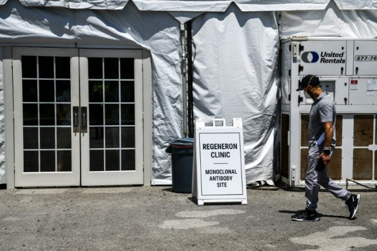 A man enters the Regeneron Clinic at a monoclonal antibody treatment site in Pembroke Pines, Florida, on August 19, 2021. The manufacturers of the Covid-19 treatment are now testing its efficacy against the Omicron variant