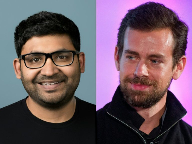 Parag Agrawal (L) has taken over as Twitter CEO from  Jack Dorsey (R) -- the latter believes a company remaining 'founder-led' is "severely limiting"