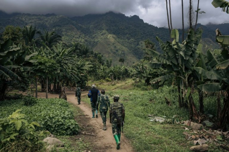 A Congolese patrol pictured in May in the Rwenzori sector near the Ugandan border. The area has suffered repeated ADF attacks