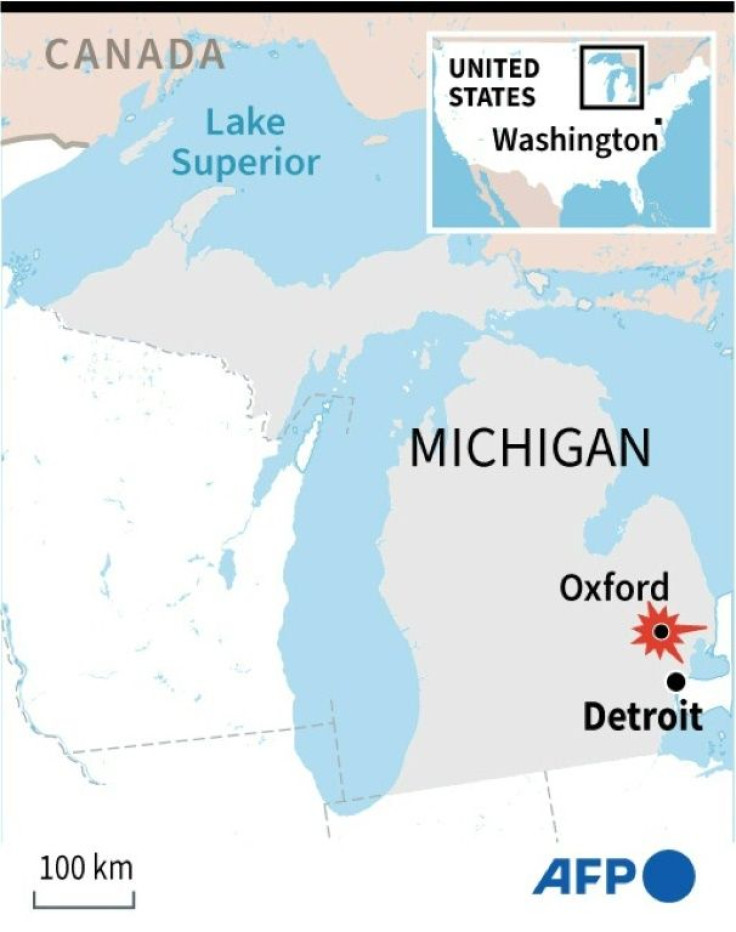Map locating Oxford, Michigan, where a deadly high school shooting has taken place