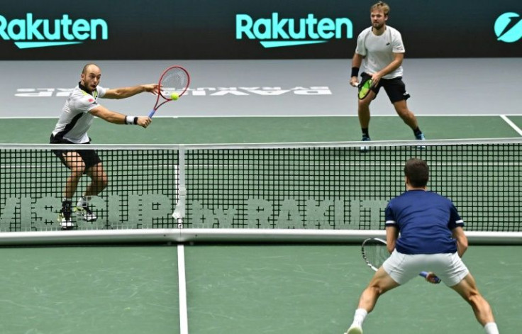 Germany's Kevin Krawietz (R) and Tim Puetz (L) won the decisive doubles rubber against Britain