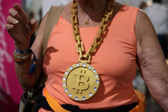 An attendee at the Bitcoin 2021 Convention, a crypto-currency conference held in Miami, Florida