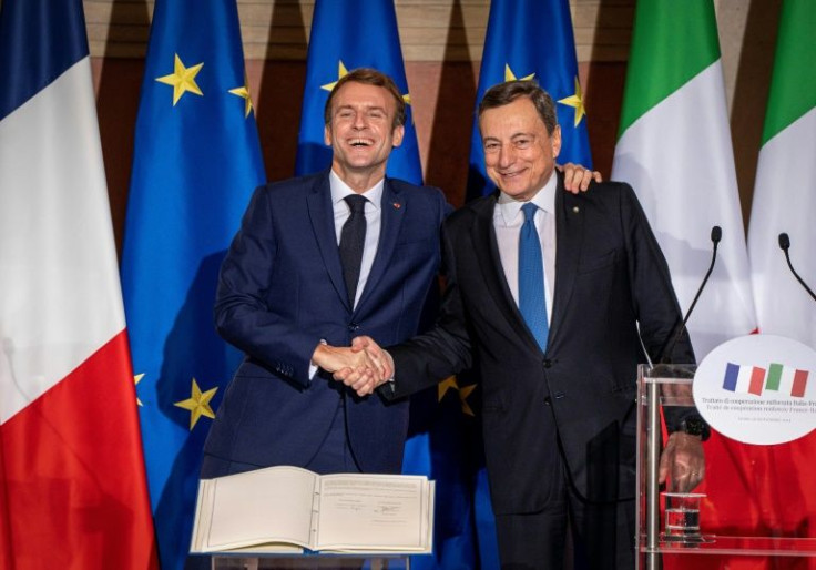 Macron recently signed a new bilateral cooperation treaty with Italy's Prime Minister Mario Draghi