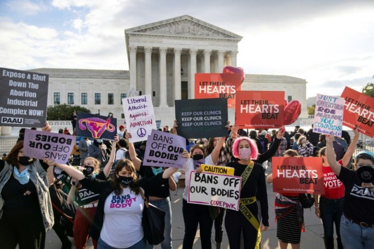 Abortion rights and anti-abortion demonstrators rally outside the US Supreme Court