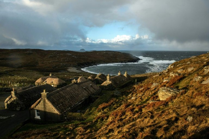 Traditional thatched roof cottages on the Isle Of Lewis