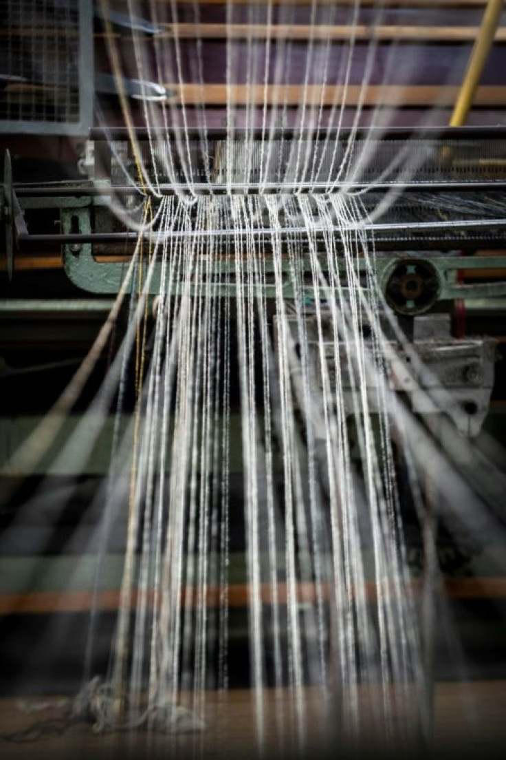 Wool in the loom at The Carloway Mill near Garenin on the Isle Of Lewis
