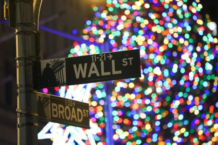 Christmas decorations on Wall Street