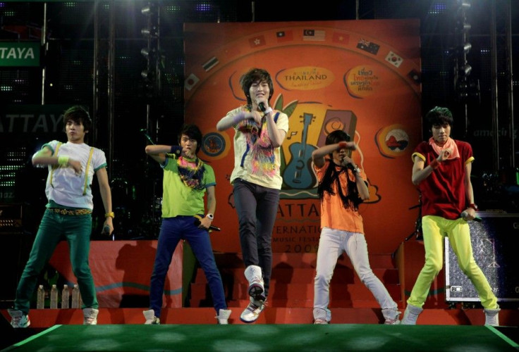 Korean boy band Shinee performs during the Pattaya International Music Festival