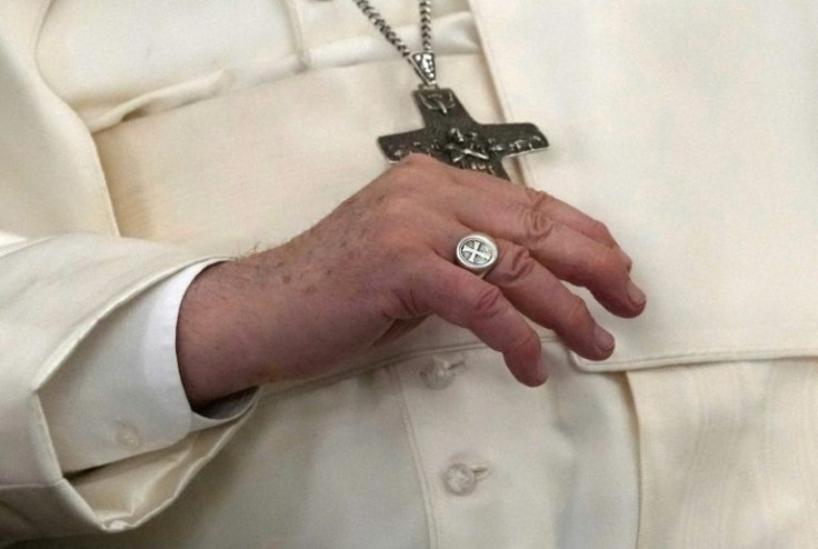 Pope Francis sits during his welcome ceremony at the Presidential Palace in the capital Nicosia on December 2, 2021