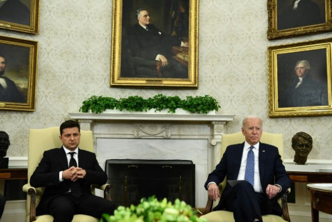 US President Joe Biden, shown here meeting with President Volodymyr Zelensky in September, has vowed to protect Ukraine from Russian attack