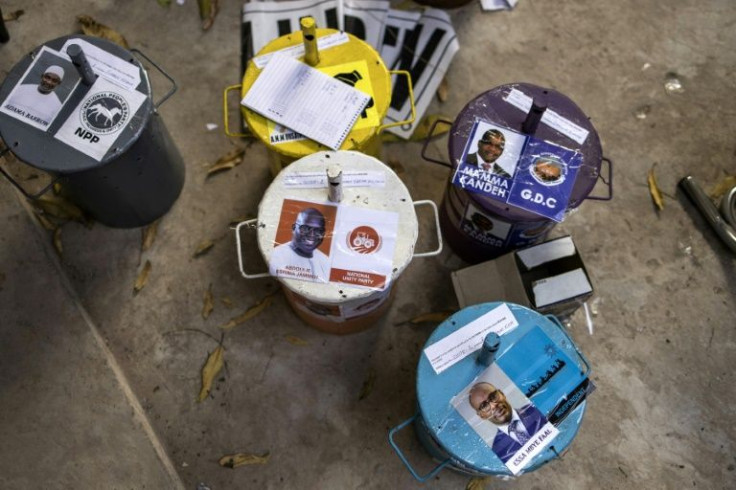 Each candidate has their own ballot box at Gambian polls, and voters choose their preferred politician by dropping a marble inside one of the boxes
