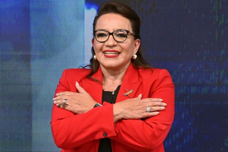 Xiomara Castro, seen on November 28, 2021 reacting in Tegucigalpa to news she was headed toward becoming Honduras's first female president, has promised to fight widespread corruption and poverty