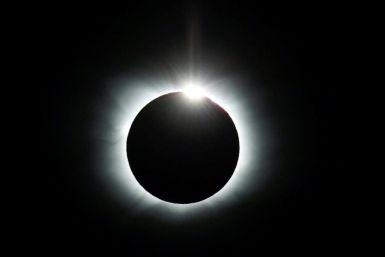 Handout picture released by Imagen Chile showing a total solar eclipse from Union Glacier in Antarctica