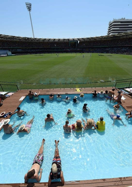 Spectators enjoying some sunshine at the Gabba