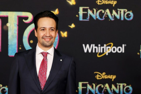 Famed actor and playwright Lin-Manuel Miranda, who wrote the original music for new Disney film "Encanto," attends the movie's premier at El Capitan Theatre in Los Angeles, California on November 3, 2021