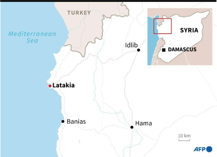 Map of Syria, locating the port of Latakia that was hit by Israeli air strikes on Tuesday, according to Syrian state media.