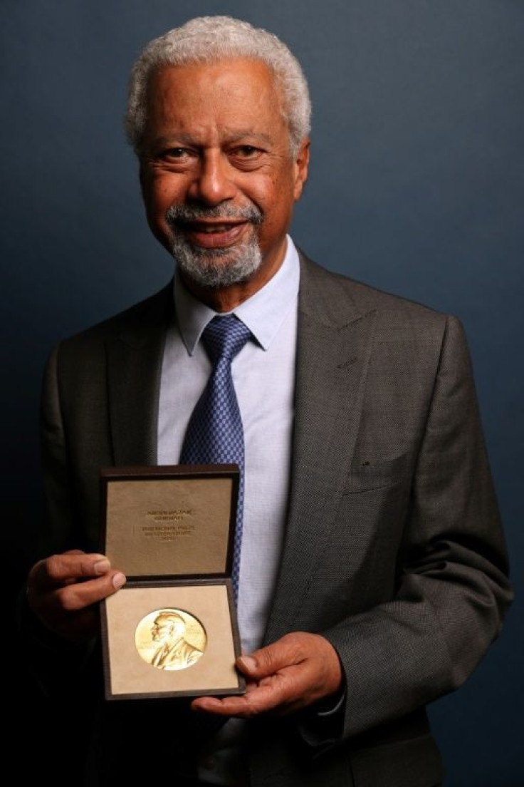 The Zanzibar-born British novelist, whose work has focused on the plight of migrants, received his Nobel prize for literature in London on Monday