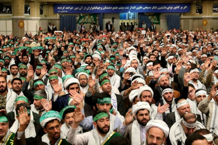Members of the Basij, Iran's Islamic militia: the group's leader was hit with US sanctions for its role in deadly repression of demonstrations in 2009 and 2019