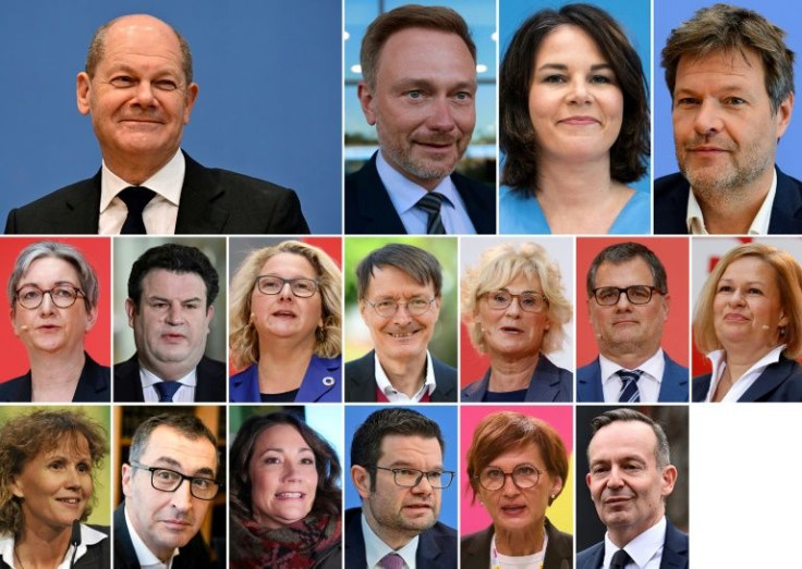 The cabinet under (from top, L) Olaf Scholz, Free Democrat Christian Lindner and Greens Annalena Baerbock and Robert Habeck will feature equal numbers of men and women