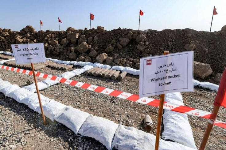 Munitions recovered by Global Clearance Solutions (GCS), a private demining company, near the northern Iraqi hamlet of Hassan-Jalad