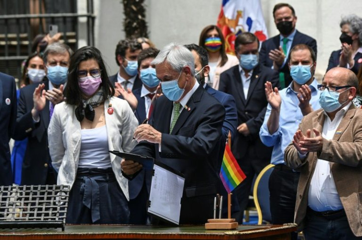 Chile's President Sebastian Pinera signed a long-awaited same-sex marriage law